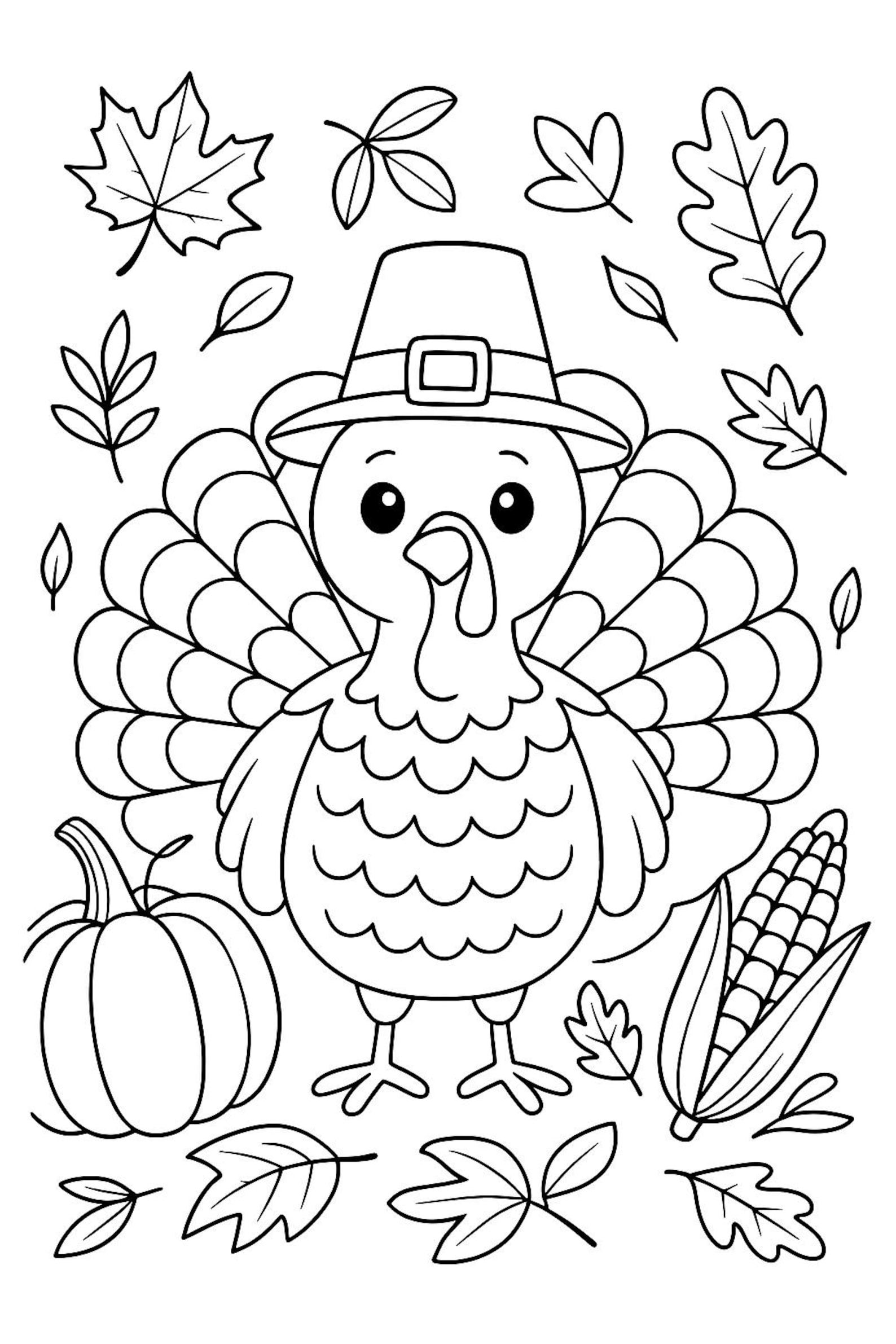 Turkeys To Color Thanksgiving Turkey Printable Coloring Pages Four (4) Pages - Etsy