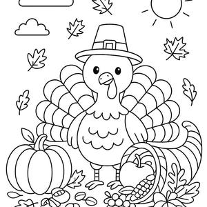 感謝祭の七面鳥の印刷可能な塗り絵 4ページ