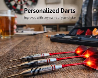 Personalisierte Darts mit Namen | Graviertes Dartset | Einzigartiges Geschenk für Dartspieler | Individuelles Dartgeschenk | Vatertagsgeschenk
