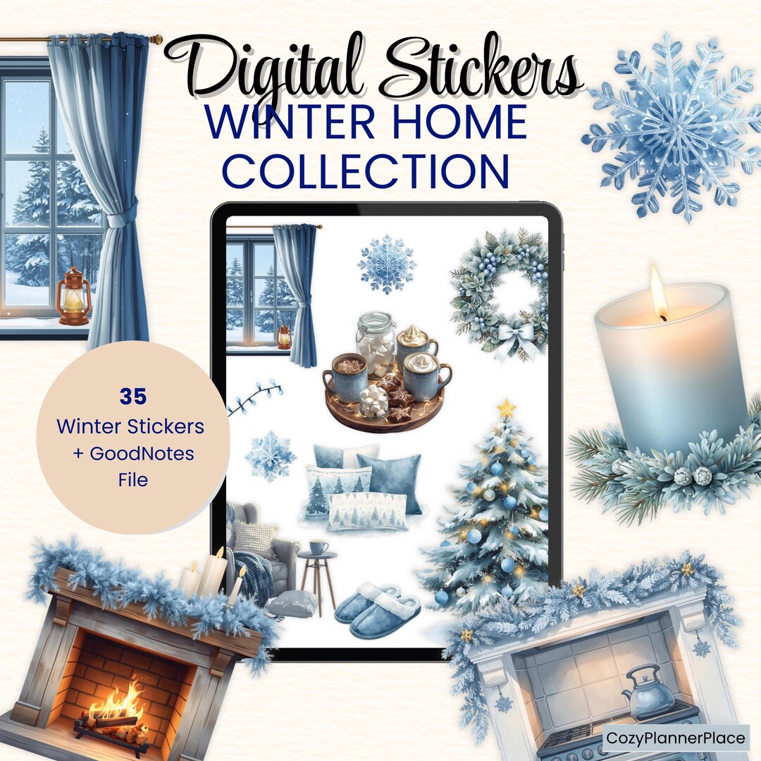 Winter Digital Stickers Bundle, Cozy Home Pngs, Goodnotes Pre-cropped ...