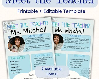 Plantilla "Conoce al profesor", editable en Canva