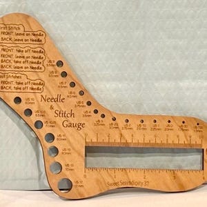 Sock Knitting Tool: Needle Gauge, Stitch Ruler, Kitchner Stitch Guide