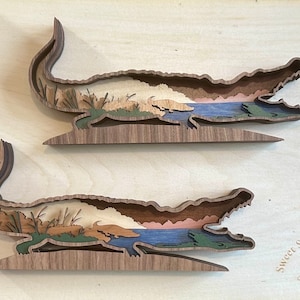 Alligator; 3D Layered Wood Art