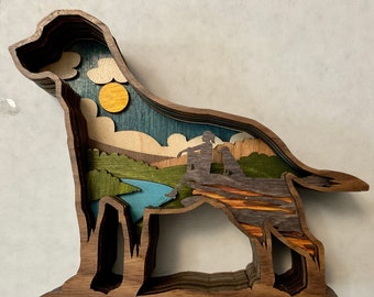 Labrador; Owner and Dog;; 3D Layered Wood Art (Custom Available)