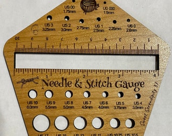 Cherry Needle and 4” Stitch Gauge; Coffee Needle Gauge; customizable