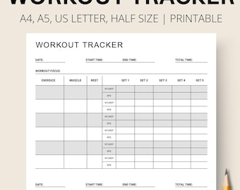 Weekly Workout Log Printable Template, Daily Workout Planner, Exercise ...