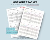 Workout Tracker Printable, Editable Canva Template, Exercise Log, Workout Planner, Fitness Planner, A4/A5/Letter/Half Size, Digital Download