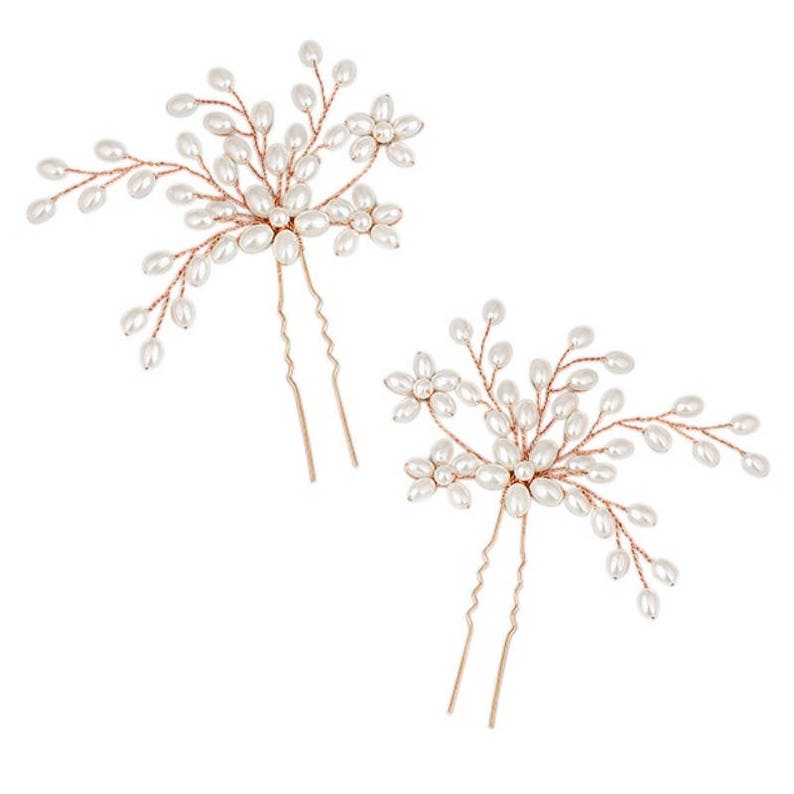 bridal headpiece 3 heapieces bridesmaid set beaded headpiece 3 piece set wedding hair set rose hair pin rose gold comb bridal set