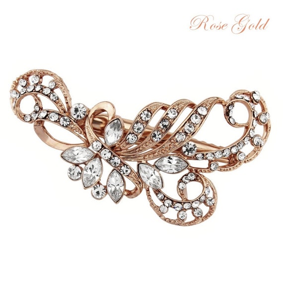 Rose Gold Hair Clip Bridal Headpiece Wedding Hair Clip Rose Etsy