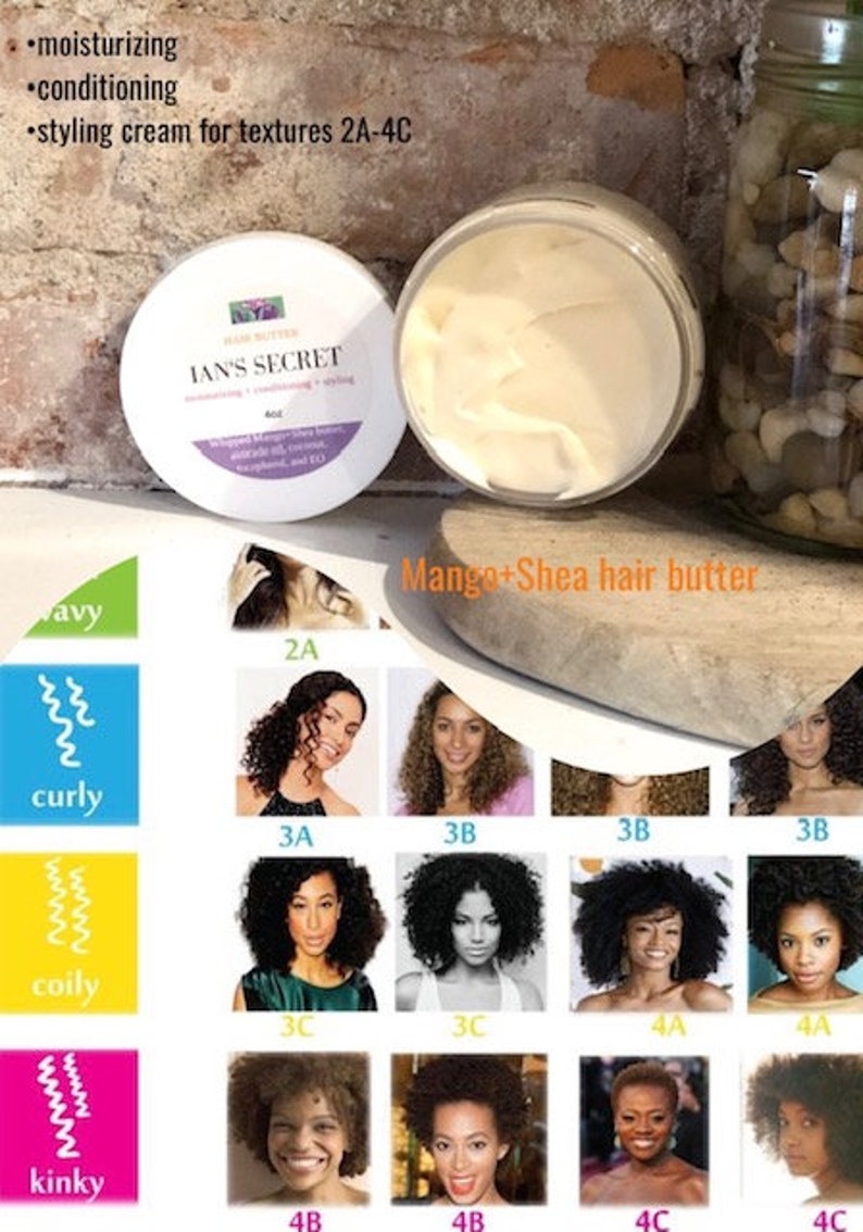 MangoChebeShea whipped hair butter conditioning, styling, and sealant cream curly coily wavy kinky hair texture types promotes growth image 2