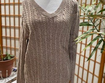 CRAFT+BARROW V-neck long sleeve thin stretch cable knit sweater Ralph Lauren style fall/winter sweaters upscale resale