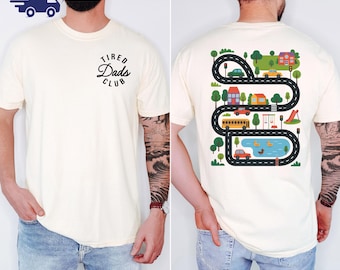 Camiseta del Club de Papás Cansados, Camiseta de Papá Constructor, Camiseta de Coches de Juego en la Espalda de Papá, Camiseta de Pista de Carreras de Coches de Carretera, Regalo del Día del Padre