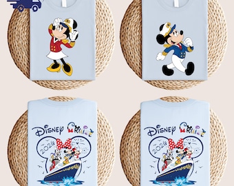 Camiseta de crucero Disney con Mickey o Minnie, camiseta familiar personalizada para crucero, camiseta de vacaciones Disney personalizada por delante y por detrás, camiseta a juego para crucero