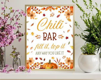Little Pumpkin Chili Bar Sign, Fall Baby Shower Decor (Digital Download)