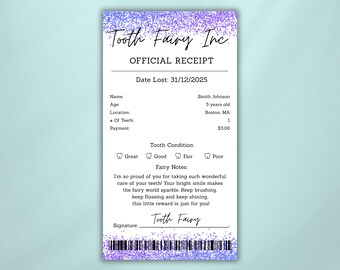 Tooth Fairy Keepsake Printable – Editable Receipt, First Tooth Award & Magical Letter for Kids