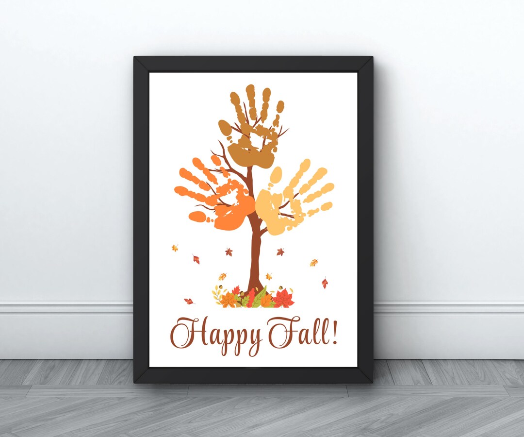 Fall Handprint or Fingerprint Tree Craft – Autumn Leaf Keepsake ...