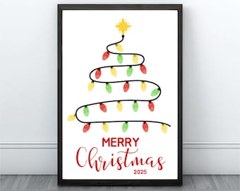 Christmas Fingerprint Craft, Christmas Keepsake Printable Art (Digital Download)