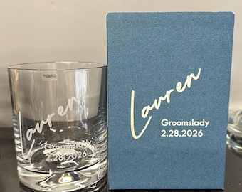 Vaso de whisky personalizado / Cristal grueso, caja de regalo grabada