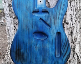 Cuerpo de guitarra Telecaster personalizado, madera de fresno Yakusugi hecha a mano, acabado azul quemado