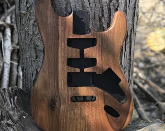 Walnut Stratocaster Guitar Body, Custom Electric Guitar Part, Natural Wood Finish