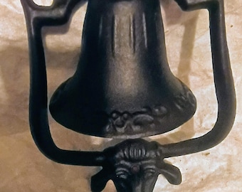 Vintage Cast Iron Texas Longhorn Dinner Bell | Farmhouse Wall Mount Bell | Rustic Ranch Decor | Western Cowboy Gift