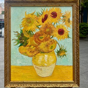 100% Hand Painted Sunflower Oil Painting | Inspired by Van Gogh | Art Gift | Oil Painting Canvas Art | Textured Impressionist Wall Decor