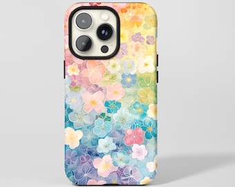 Color Gradient Design Flowers Phone Case,Gifts for women and girls,Compatible With Magsafe,Cover For iphone 17 16 15,Samsung S25 S24