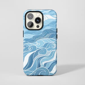 Indigo Blue Ukiyo-e Wave Phone Case,Dreamy Traditional Ocean Art Print,For iPhone 17 16 15 14 13 12 11 Pro Max,Samsung S26 S25 Ultra,Magsafe
