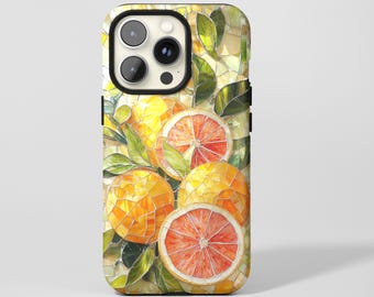 Stained Glass Sliced Orange Phone Case,Artful Aesthetic Citrus Fruit Pattern Gift,For iphone 17-11 Pro Max,Samsung S30-S20 FE Ultra,Magsafe