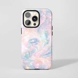 Rosa & blått mobilskal med tonad flytande textur, gyllene stjärnljus och transparenta bubblor, för iPhone 17-11 Pro Max, Samsung S30-20 FE, Magsafe