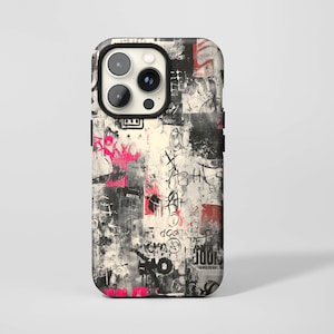 Mobilskal med gatugraffiticollage, retro grunge urban edgy estetiskt tryck, för iPhone 17 16 15 14 13 12 11 Pro Max, Samsung S26 S25, Magsafe