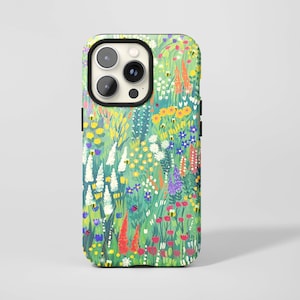 Vibrant Spring Garden Phone Case,Colorful Wildflowers & Insects Print,For iphone 17 16 15 14 13 12 11 Pro Max,Samsung S26 S25 Ultra,Magsafe