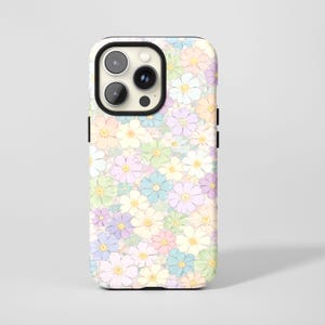 Macaron Watercolor Flowers Phone Case,Retro colorful spring girl style,For iPhone 17 16 15 14 13 12 11 Pro Max,Samsung S25 S24 Ultra,Magsafe