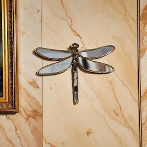 Dragonfly On Branch Vanity Mirror - 13 Inches Wide X 15 Inches High, Double Sided Brass Mirror - View #3
