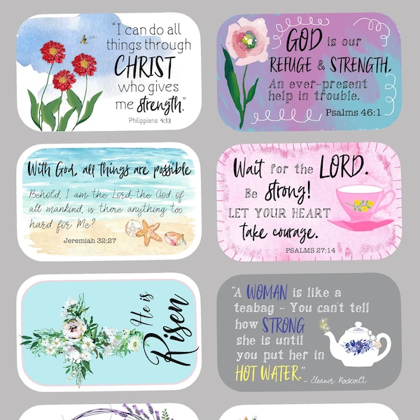 Altoid Tin PRINTable file Philippians 4 Psalms Proverbs Easter Scripture Verses 8 per page DIY scripture cards Journaling