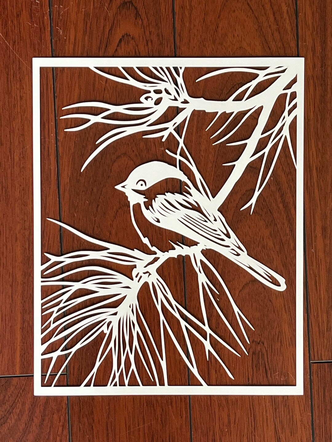 STENCIL MASK | Chickadee on Pine Branch | Gelli Plate | Reusable ...