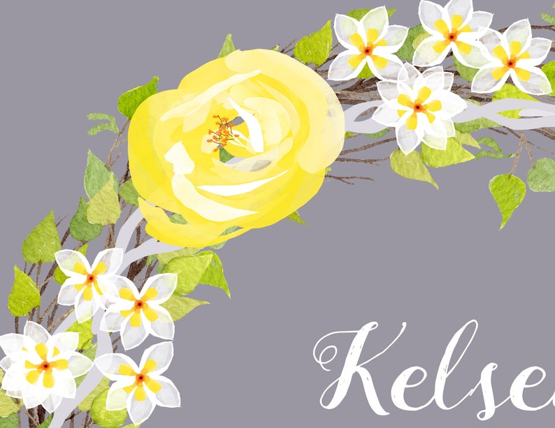 Save the Date Floral Boho Yellow and Gray White Printable Save the Date Summer Wedding Invitation Wreath Set Wedding Suite Wedding Printable