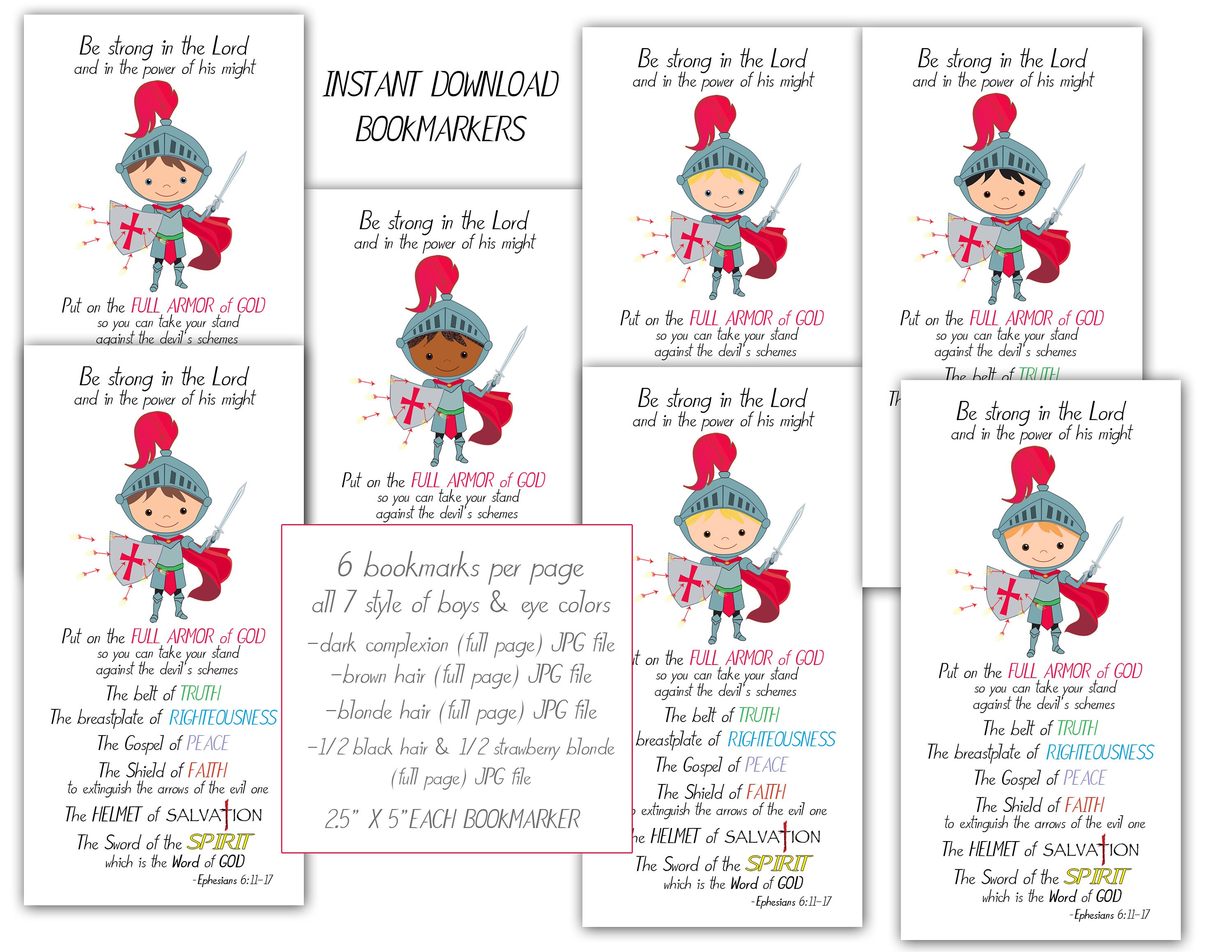 Printable Armor Of God Bookmarks