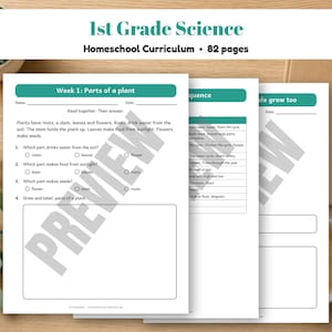 1st Grade Science Curriculum, 36 Week Homeschool Science Lessons, Experiments, Worksheets, Tests and Answer Keys, Printable