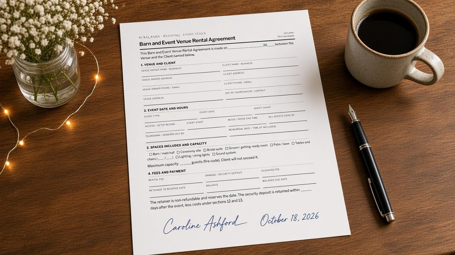 Barn and Event Venue Rental Agreement for Wedding Barns and Farm Venues ...
