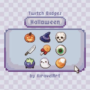 Pixel Halloween Streaming Badges | Spooky Streamer Assets, Halloween Streaming Accessories, Stream Pack Twitch, Fall Twitch Badge