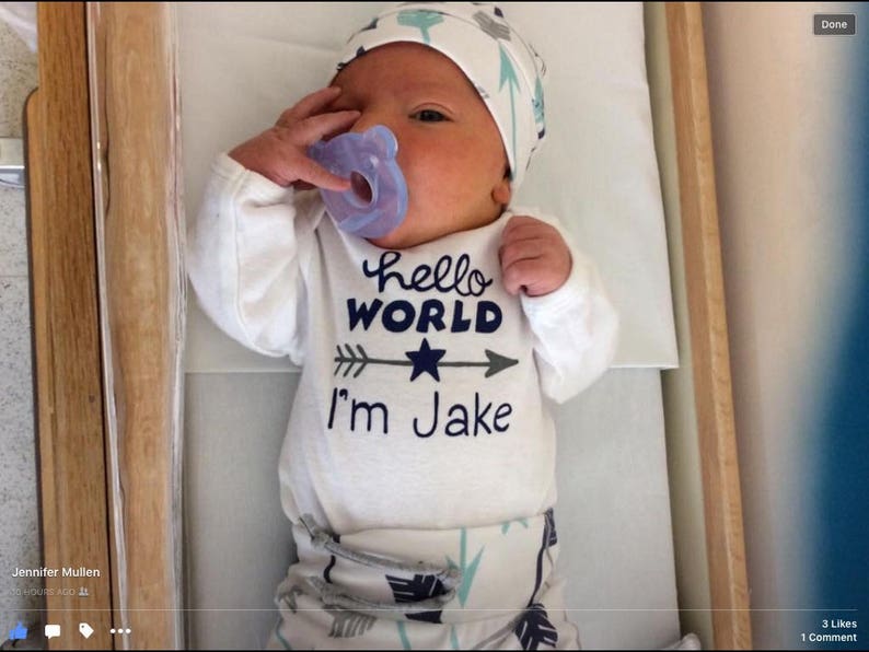Hello World Bodysuit,Welcome Home Baby Boy,Arrow Personalized,Hello I/'m New Here,Take home Hospital Outfit,Baby Boy Shower Gift