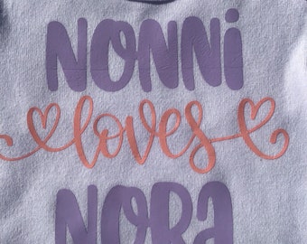 Nonni loves me,Mimi,Nana Loves me,Grandma to be onesie,Grandma loves Me, Personalized with baby name,Baby Shower gift from Grandma
