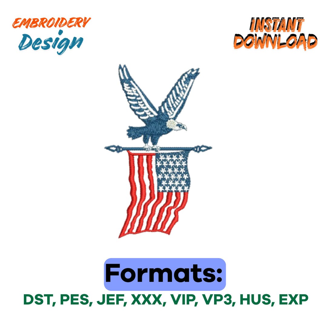 American Eagle Flag Embroidery Design, Patriotic Machine Embroidery ...