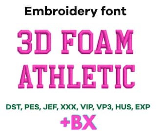 3D Foam Athletic Embroidery Font, Varsity Monogram (PES, BX)