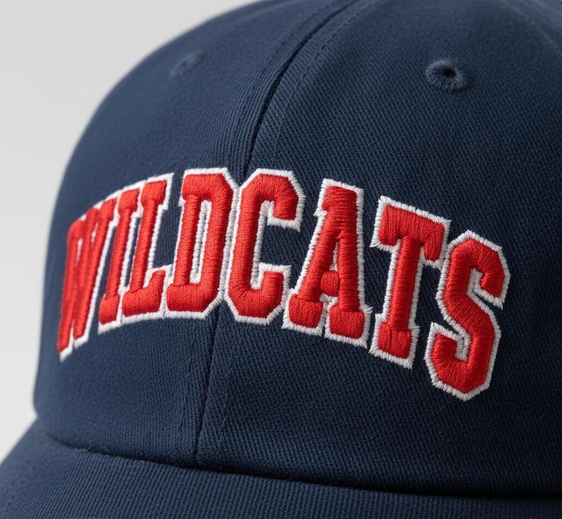 Side angle view of snapback hat featuring thick 3D puff varsity embroidery showing foam height and shadow depth