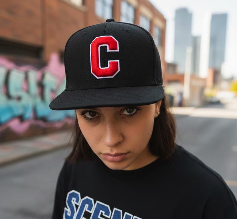 Professional embroidery machine stitching 3D puff varsity font on cap with foam underlay visible
