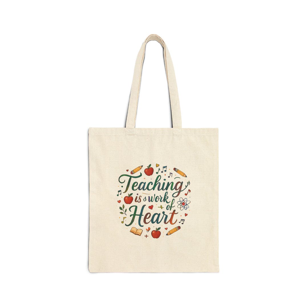 Teaching is a Work of Heart Tote Bag | Eco-friendly Cotton Tote | Gift ...