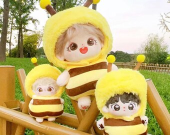 Handmade Bumblebee Costume for 15-17cm Plush Dolls | Universal Anime Cotton Plushie Outfit