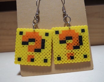 8-Bit Pixel Question Block earrings